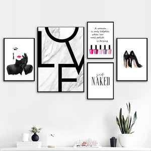 Sexy Girl Nail Polish Quotes Love Wall Art Canvas Painting Nordic Posters And Prints Wall Pictures For Living Room Salon Decor - SallyHomey Life's Beautiful