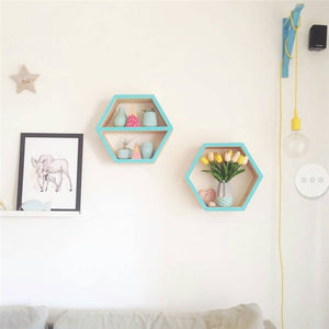 New Kids Baby Nordic Style Wooden Hexagon Storage Shelf Decorative For Kids Room Chamber Shelf Bookshelf Design
