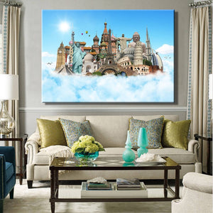 Modern Posters and HD Prints Wall Art Canvas Painting Famous Buildings Pictures For Living Room Wall Decoration Frameless - SallyHomey Life's Beautiful