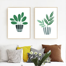 Load image into Gallery viewer, Cute Green Leaf Potted Plant Minimalism Wall Art Canvas Painting Nordic Posters And Prints Wall Pictures For Living Room Decor - SallyHomey Life&#39;s Beautiful