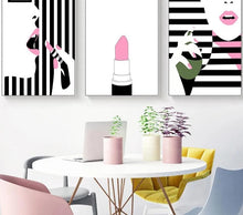 Load image into Gallery viewer, Modern Fashion Girl Makeup Pink Lips Art Canvas Painting Lipstick Fashion Prints Posters Wall Picture Girls Bedroom Decoration - SallyHomey Life&#39;s Beautiful