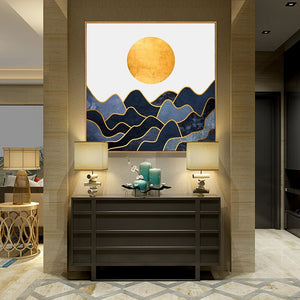 100% Hand Painted Morden Golden Sun Mountain Painting On Canvas Wall Art Frameless Picture Decoration For Live Room Home Decor