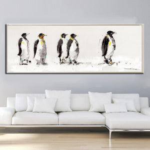 Lovely Animal Landscape Canvas Painting Penguins Digital Print Poster for Living Room Decoration Wall Canvas Art Home Decor Gift - SallyHomey Life's Beautiful