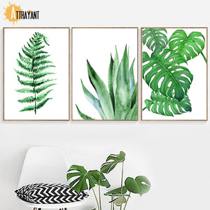 Plants Leaves Cactus Monstera Wall Art Canvas Painting Nordic Posters And Prints Wall Pictures For Living Room Bed Room Decor - SallyHomey Life's Beautiful