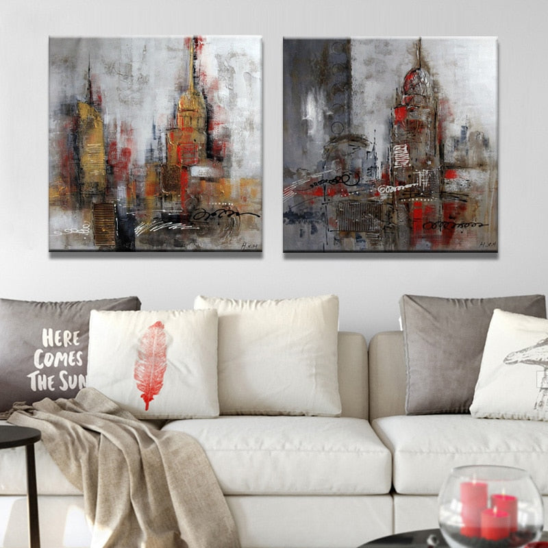 Modern Abstract Posters and Prints Wall Art Canvas Painting Buildings Pictures for Living Room Wall Home Decor Frameless - SallyHomey Life's Beautiful