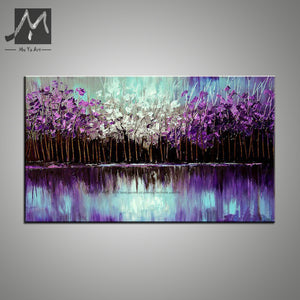 100% handmade large canvas wall art Modern abstract art acrylic knife painting oil painting purple for living room wall - SallyHomey Life's Beautiful