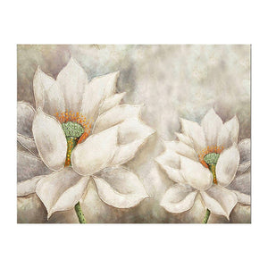 100% Hand Painted White Flower Art Oil Painting On Canvas Wall Art Frameless Picture Decoration For Live Room Home Decor Gift