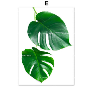 Green Fresh Leaf Monstera Plant Wall Art Canvas Painting Nordic Posters And Prints Wall Pictures For Living Room Bedroom Decor - SallyHomey Life's Beautiful