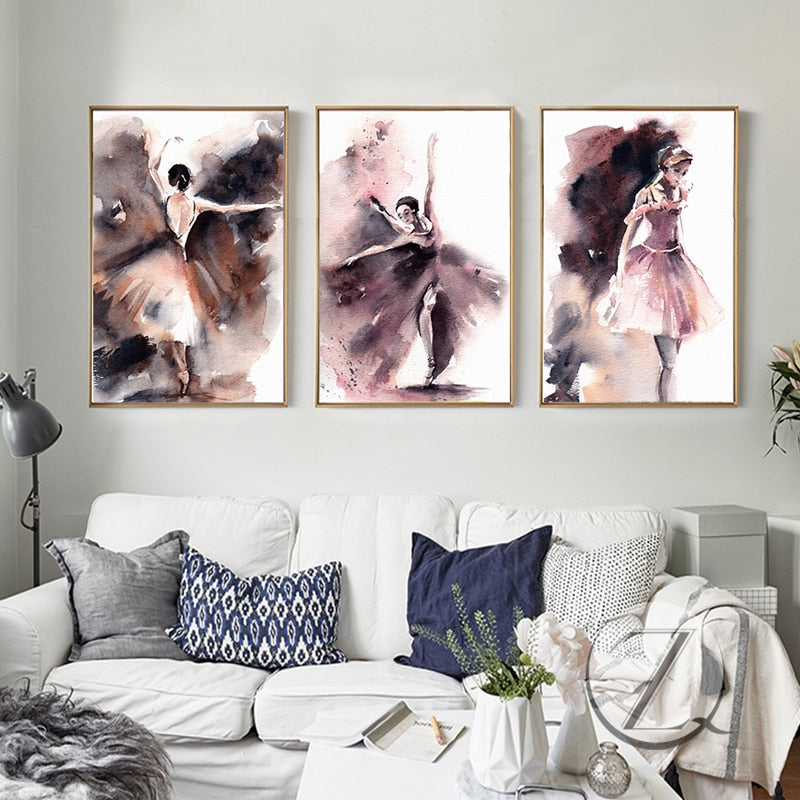Abstract Watercolor Posters And Prints Wall Art Canvas Painting Dancing Girl Pictures Wall Decor For Living Room Wall Frameless - SallyHomey Life's Beautiful
