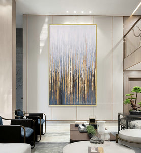 Large wall painting on canvas vertial abstract art decorative pictures for living room wall lienzos cuadros decorativos golden - SallyHomey Life's Beautiful