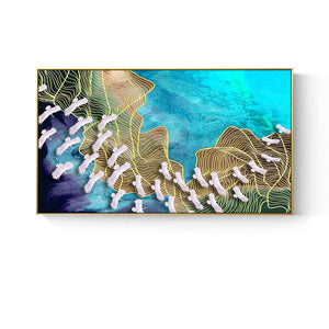 100% Hand Painted Abstract Flying Bird Wave Art Oil Painting On Canvas Wall Art Wall Adornment Pictures For Live Room Home Decor