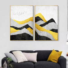 Load image into Gallery viewer, 100% Hand Painted Golden Mountains Peaks Morden Oil Painting On Canvas Wall Art Wall Adornment Pictures For Live Room Home Decor