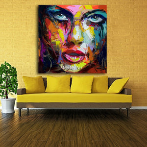 Large Size Hand Painted Abstract Figure Oil Painting On Canvas Woman Face Wall Pictures For Living Room Bedroom Home Decor - SallyHomey Life's Beautiful
