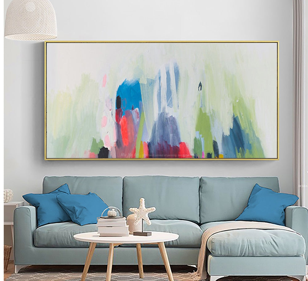 Modern paintings abstract horizontal canvas living room pictures on the wall handmade oil painting wall art watercolor art large - SallyHomey Life's Beautiful