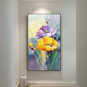 100% Hand Painted abstract Flower Art Oil Painting On Canvas Wall Art Frameless Picture Decoration For Live Room Home Decor Gift - SallyHomey Life's Beautiful