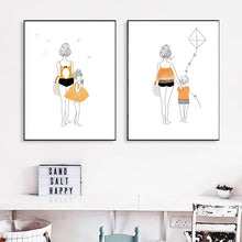 Load image into Gallery viewer, Cartoon Girl Boy Woman Kite Minimalism Wall Art Canvas Painting Nordic Posters And Prints Wall Pictures Kids Room Nursery Decor - SallyHomey Life&#39;s Beautiful