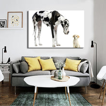 Load image into Gallery viewer, Modern Pet Dogs Posters and Prints Wall Art Canvas Painting The Great Dane and Cute Little Dog Pictures for Room Wall Decoration - SallyHomey Life&#39;s Beautiful