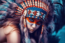 Load image into Gallery viewer, Modern Oil Painting Native American Indian Feathered Portrait Pop Art Canvas Painting Poster Wall Picture for Living Room Decor - SallyHomey Life&#39;s Beautiful