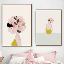 Load image into Gallery viewer, Fashion Girl Flower Beach Minimalism Wall Art Canvas Painting Nordic Posters And Prints Wall Pictures For Living Room Decor - SallyHomey Life&#39;s Beautiful