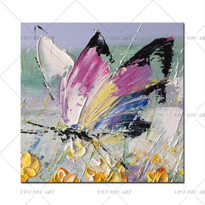 100% Handpainted Artwork High Quality Modern Wall Art On Canvas Animal Oil Painting Blue Butterfly Hang Pictures Room Decor