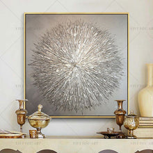 Load image into Gallery viewer, 100% Hand Painted High Quality Gray Line Silver Abstract Best Art Oil Painting Canvas Handmade Painted Home Decor Artwork