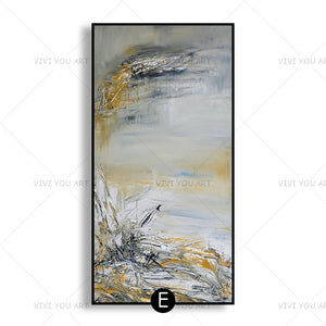 100% Hand Painted Colorful Abstract Crane Orange Gray Blue Sheet Oil Painting  Canvas For Room Decor Modern  100% Handmade Picture  Painting