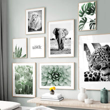 Load image into Gallery viewer, Lion Elephant Leopard Tropical Plant Wall Art Canvas Painting Nordic Posters And Prints Wall Pictures For Living Room Home Decor - SallyHomey Life&#39;s Beautiful