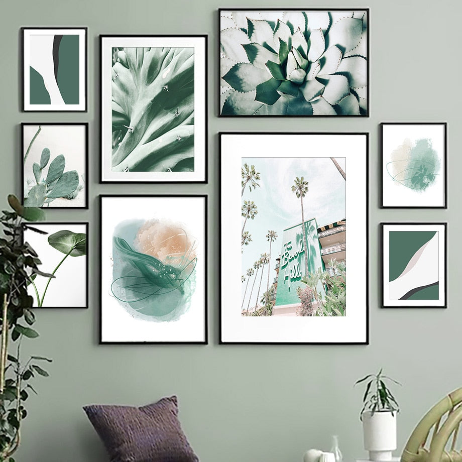Cactus Lotus Leaf Tree ABstract Painting Wall Art Canvas Painting Nordic Posters And Prints Wall Pictures For Living Room Decor - SallyHomey Life's Beautiful