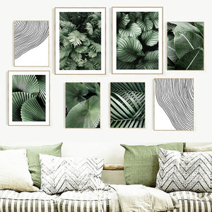 Green Monstera Banana Palm Leaf Wall Art Canvas Painting Nordic Posters And Prints Plants Wall Pictures For Living Room Decor - SallyHomey Life's Beautiful