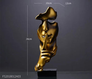 European resin face model home decoration silence is gold art statue wine cabinet ornament abstract sculpture desk decoration
