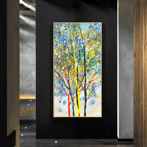 Abstract Modern Landscape Oil Painting on Canvas Poster Print Wall Art Abstract Tree Pictures for Living Room Decor No Frame - SallyHomey Life's Beautiful