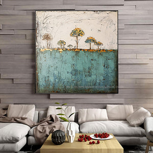 Hand painted  Abstract painting on canvas paintings for living room wall landscape tree green vintage pictures on the wall - SallyHomey Life's Beautiful
