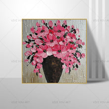 Load image into Gallery viewer, 100% Hand Painted modern home decor wall art picture white pink Cherry Blossom tree thick palette knife oil painting on canvas