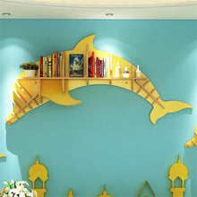 Load image into Gallery viewer,  Nordic Creative Solid Wood Wall-mounted Rack Dolphin Shape Storage Shelf Background Wall Decoration Shelves Bookshelf