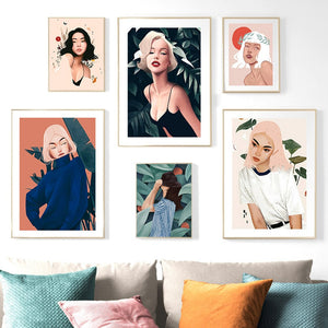Fashion Modern Girl Oil Painting Vintage Wall Art Canvas Painting Nordic Posters And Prints Wall Pictures For Living Room Decor - SallyHomey Life's Beautiful