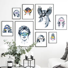 Load image into Gallery viewer, Abstract Fashion Girl With Butterfly Bird Nordic Posters And Prints Wall Art Canvas Painting Wall Pictures For Living Room Decor - SallyHomey Life&#39;s Beautiful