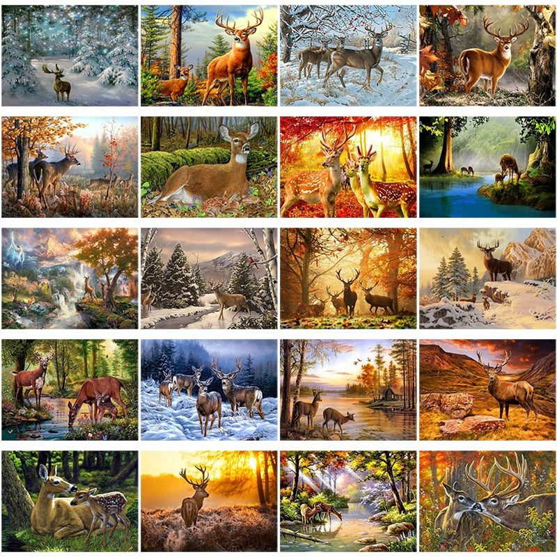 DIY 5D Diamond Painting Deer In Nature Forest Full Round Mosaic Animal Diamond Embroidery Cross Stitch Mosaic Rhinestones Decor - SallyHomey Life's Beautiful