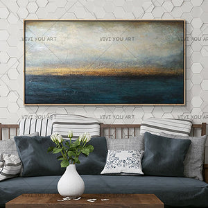 100% Handmade Abstract Painting Big Size Modern Blue Wall Art Picture For Living Room Modern Cuadros Canvas Art High Quality