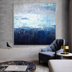 100% Handmade Great Sky Blue Abstract Modern Art Picture For Living Room Modern Cuadros Canvas Art High Quality