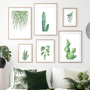 Monstera Cactus Leaves Tropical Plants Wall Art Canvas Painting Nordic Posters And Prints Wall Pictures For Living Room Decor - SallyHomey Life's Beautiful