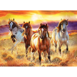 DIY 5D Diamond Painting horse Full Drill Round Diamond Embroidery Cross Stitch Kits Rhinestone Mosaic Wall Art Home Decor - SallyHomey Life's Beautiful