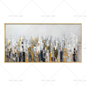 100% Hand Painted Busy City Painting  Modern Art Picture For Living Room Modern Cuadros Canvas Art High Quality