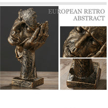 Load image into Gallery viewer, Nordic Abstraction Home Artwork Statue Silence Is Gold Thinker Sculpture Resin Cabochon Retro Ornaments Office Desk Decoration