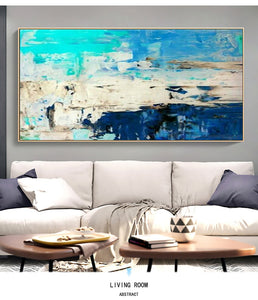 Hand painted moderne abstrait canvas oil paintings Fashion home design acrylic painting royal blue wall pictures for living room - SallyHomey Life's Beautiful