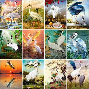 DIY 5D Diamond Painting Crane Diamond Embroidery Cross Stitch Full Round Drill Hobbies Crafts Mosaic Animal Picture Rhinestones - SallyHomey Life's Beautiful