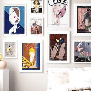Abstract Vintage Vogue Girl Peacock Mirror Fashion Nordic Posters And Prints Canvas Painting Wall Pictures For Living Room Decor - SallyHomey Life's Beautiful