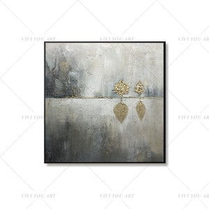 100% Hand Painted Gray Gold Shadow Abstract Painting  Modern Art Picture For Living Room Modern Cuadros Canvas Art High Quality