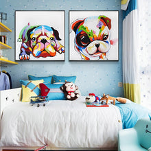 Load image into Gallery viewer, 100% Hand Painted Abstract Colorful Dog Painting On Canvas Wall Art Frameless Picture Decoration For Live Room Home Decor Gift