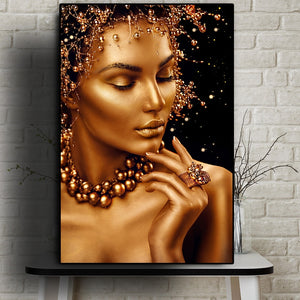 Sexy Nude African Art Black and Gold Woman Prints Wall Art Picture for Living Room - SallyHomey Life's Beautiful