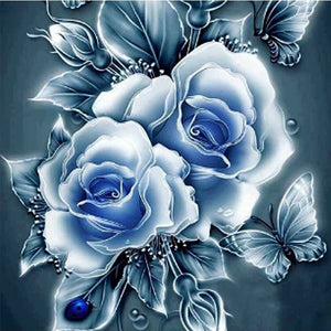 5D DIY Diamond Painting Blue Flower Full Round Drill Embroidery Dragon Cross Stitch Mosaic Painting Rhinestones Home Decor Gift
